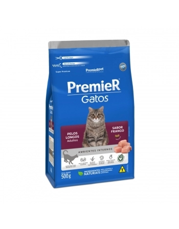 PremieR Gatos Adultos Pelos Longos – Frango 0,5G
