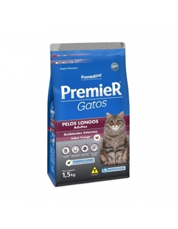 PremieR Gatos Adultos Pelos Longos – Frango 1,5 KG