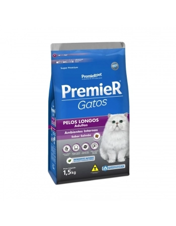 PremieR Gatos Adultos Pelos Longos – Salmão 1,5KG