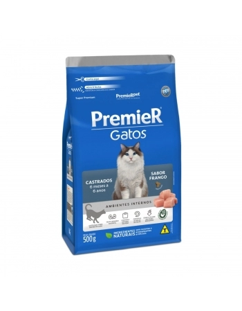 PREMIER GATOS CASTRADO 6 MESES A 6 ANOS FRANGO 0,500GR