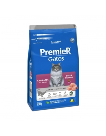 PREMIER GATOS CASTRADO 7 A 11 ANOS FRANGO 0,500GR