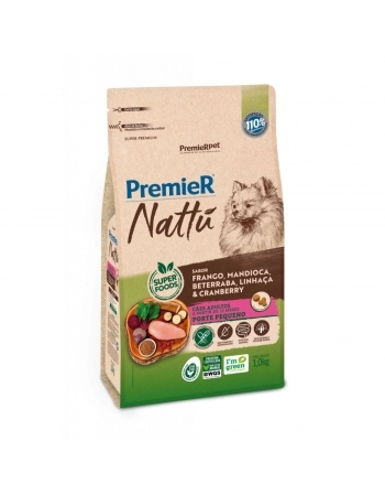 PremieR Nattu Cães Adultos Porte Pequeno sabor Mandioca 1 KG
