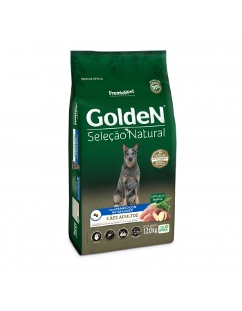 GoldeN Seleção Natural Cães Adultos Sabor Frango com Batata Doce 12 KG