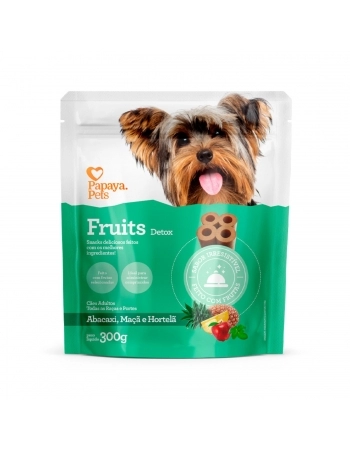Snack Papaya Pets Fruits Detox para Cães Adultos Sabor Abacaxi, Maçã e Hortelã 300G